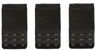 Yesmin Pack of 3 Bra Strap Extenders Extensions Elastic Extender Set 3 Hooks (White, Black and Skin Colors)