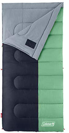 Coleman Biscayne Big & Tall Warm-Weather Sleeping Bag, 40°F Camping Sleeping Bag for Adults, No-Snag 2-Way Zipper for Ventilation with Stuff Sack Included, Fits Adults up to 6ft 4in Tall