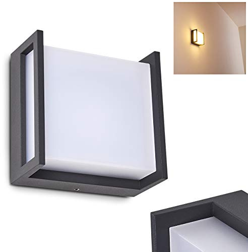 HOFSTEIN LED Außenwandleuchte Skove, moderne Wandlampe aus Aluminium in Anthrazit mit Lichteffekt, Wandleuchte 8,5 Watt, 650 Lumen, 3000 Kelvin, eckige Wandleuchte für Terrasse/Hof/Haustür, IP54