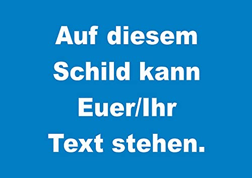 HB-Druck Schild mit Wunschtext waagerecht Weiss-blau ohne Rahmen A4 Rückseite selbstklebend