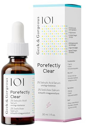 Geek & Gorgeous Porefectly Clear – Siero raffinante dei pori con acido salicilico al 2% e sarcosina – per una pelle più chiara – per pelli miste e grasse – 30 ml
