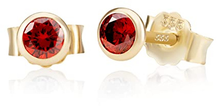 NKlaus Paar 4,0mm 333 Gelb Gold 8 Karat Ohrstecker Kristall Zirkonia Granat Butterfly Verschluss Damen Mädchen 3372