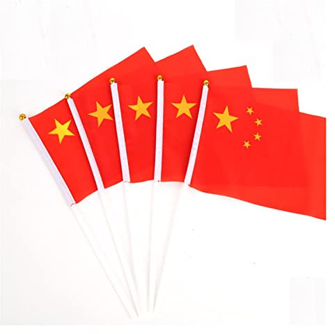 ZZSRJ 5pcs 21 * 14cm Drapeau Chinois Drapeau Chinois Drapeau à la Main avec Drapeau de Drapeau en Plastique for activités Sportives Accueil Décor (Color : China, Taille : One Size)