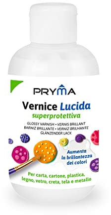 Pryma Vernice Lucida Superprotettiva 250ml – Finitura Trasparente Brillante per Dipinti, Legno, Carta, Tela e Ceramica – Sigillante Protettivo ad Asciugatura Rapida