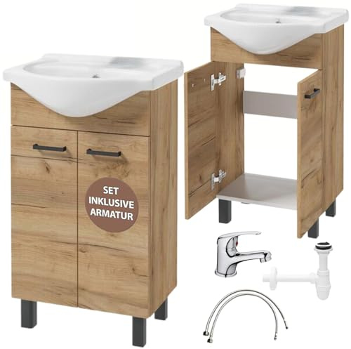 .Deftrans Domodomo - Mueble de baño con Lavabo de 85 x 50 x 41 cm, Armario baño - Muebles de baño con Lavabo, Mueble bajo Lavabo, Mueble de baño con Lavabo - Mueble bajo Lavabo