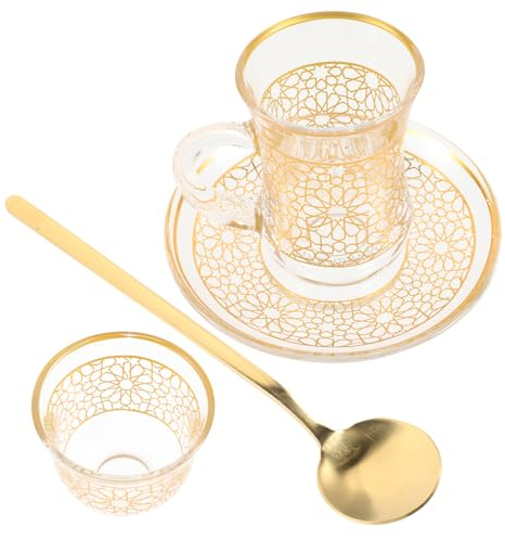 DOITOOL Cappuccinotassen Glas Kleine Latte-tassen Mit Untertasse Fassungsvermögen Für Kaffee Tee Und Andere Getränke Minimalistisches Design Für Home Office Und Zuhause