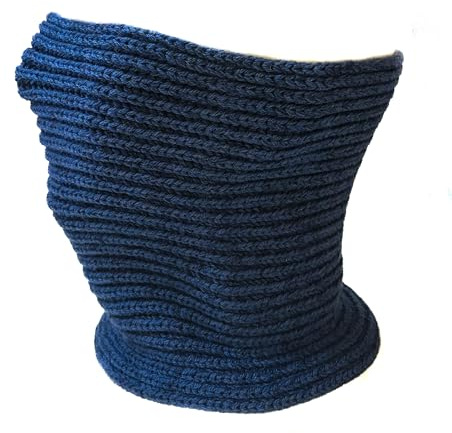 Scaldacollo Uomo Donna in Lana Merino a Tubolare Lavorato a Maglia 100% Made in Italy Sciarpa ad Anello Cappello Collo in Lana Vergine Merino (Blu Denim)