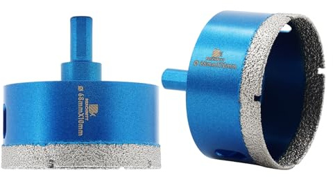 Lot de 2 forets diamant à sec pour carrelage - 68 mm - Scie cloche diamantée BRSCHNITT - Pour céramique, granit, porcelaine, carrelage, grès cérame, maçonnerie, marbre