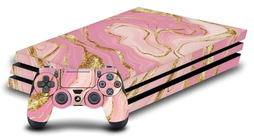 Head Case Designs Pink and Gold Marble Vinyl Sticker Gaming Skin Decal Cover Compatible With Sony PlayStation 4 PS4 Pro Console and DualShock 4 Controller