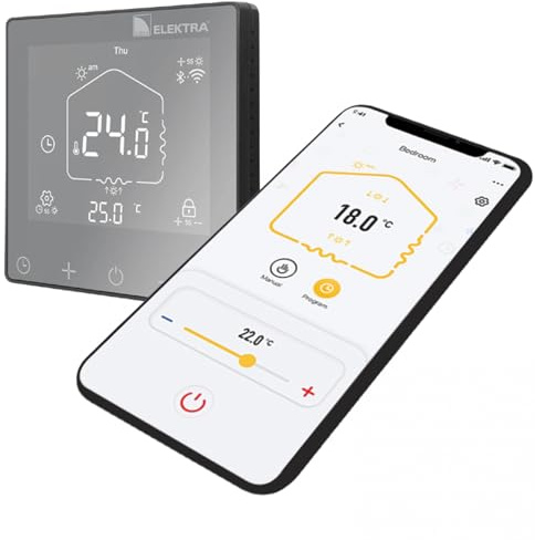 Elektra ELR30 WiFi Programmable Smart Thermostat - Underfloor Heating Thermostat - LCD Display with WiFi and Bluetooth Remotely Controlled -Compatible with Smart Life/Tuya App, Alexa, and Google Home.