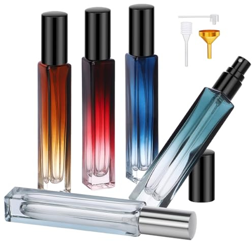 Segbeauty Porta Profumo da Viaggio, 5 Pezzi 10ml Boccetta Profumo Ricaricabile, Contenitore Spray Vuoto in Vetro, Portatile, per Regali, Vita Quotidiana, Festa