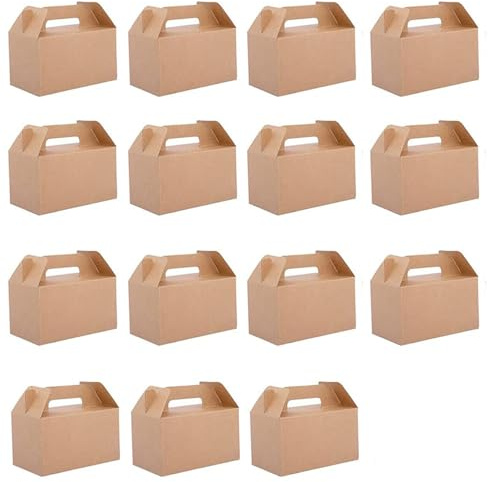 Bssowe 15 Stück Kraftpapier Verpackungsbox, 21 * 13 * 11cm Take Away Box,Kraftpapier Box, Pappschachteln mit Deckel, Braune Kraftpapier Boxen, für Geschenke, Party, Geburtstag