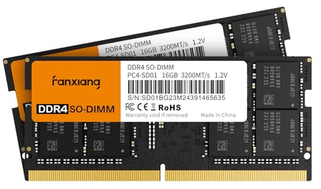 fanxiang SODIMM 32 Go Kit (2x16 Go) DDR4 RAM 3200 MT/s CL22 Kit de Mémoire pour Ordinateur Portable avec Dissipateur Thermique, Parfait pour Les Jeux et Le Multitâche