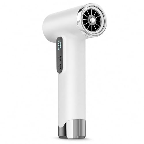 Secador de pelo 100.000 rpm, 15.000 mAh recargable USB, 200 W, secado rápido, boquilla, para hogar y viajes (blanco)