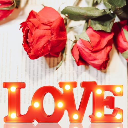 Vicila Love Marquee Signs LED Light Up Letters for Wall Decor, Letter Lights Romantic Lamp Night Lights for Wedding Party, Mother’s Day, Valentine’s Day Decorations - Red Love