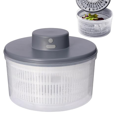 Rrlihjgu Elektrische Salatschleuder, Dörrgerät für Salatschleuder für Obst und, effiziente Salatschleuder mit einem Fassungsvermögen von 3 l – elektrischer Rührer, Salattrockner, Laden