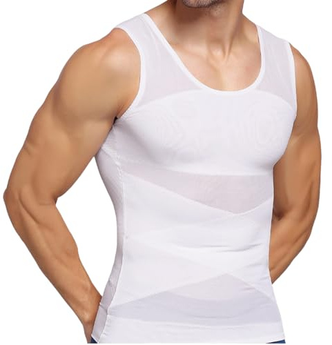 Dewocke Débardeur de Compression Homme (XL) - Top de Compression pour Hommes, pour la Sculpture du Corps et l'Amélioration de la Posture avec Design Double Couche et Tissu en Maille de Haute Qualité