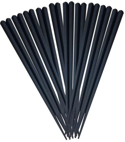 Cabilock Palillos Japoneses Hexagonales Reutilizables de Plástico Negro, Ligeros y Portátiles para Arroz y Hot Pot, Pack de 10 Pares Antideslizantes