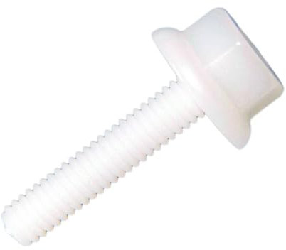 Vis à tête hexagonale avec rondelle et coupe en étoiles/boulons en plastique (nylon 6.6), avec bride, pour fixation industrielle et domestique - M5X16 - Blanc - 20 pièces - Plastic Hardware Store