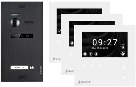 SCHUTZER Balter EVO HD Video-Türsprechanlage Set für 1-Familienhaus | 4,3 Touchscreen Monitor + Full-HD Kamera | Erweiterbar auf 3 Monitore und 1 Türstationen