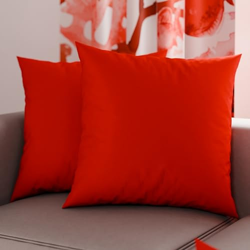 PETTI Artigiani Italiani - 2er-Set Kissenbezüge 45x45 cm aus Mikrofaser, Dekokissen-Bezüge für Schlafzimmer und Sofa, Set mit 2 Kissenhüllen, Einfarbiger Kissenbezug Rot, 100% Made in Italy