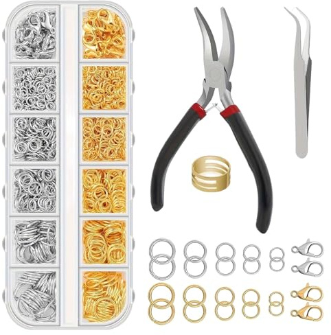 1160 Pezzi Anellini per Bigiotteria, Anelli Portachiavi Tondo | Anello Portachiavi 4/5/6/8/10 mm, Chiusure Braccialetti Fai da te per Orecchini Collane Creazione di Gioielli Fai da te