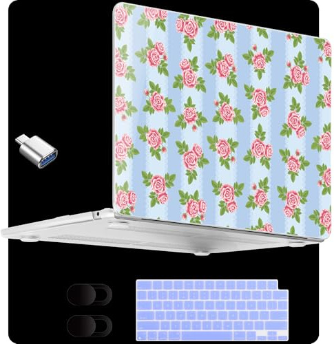 MEEgoodo Schutzhülle für MacBook Air 15 Zoll (M4/M3/M2) 2025 2024 2023, Cover Fit Modell (A3241/A3114/A2941) für 15,3 Zoll Laptop, transparente Schale mit Tastatur und Webcam-Abdeckung, Spitze und