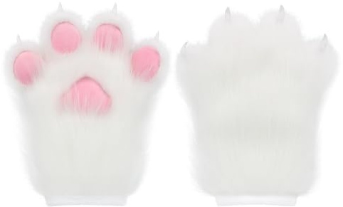 CutiePlusU Fäustlinge & Handschuhe für Erwachsene - Pelzige 3D Katze Pfote mit Weichem Pfoten Pad - Tierpfote, Bär Kralle Niedliche Plüsch Warme Winterhandschuhe - Für Kostüm, Cosplay, Fursuit