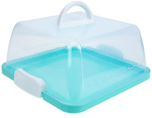 UAUWBRZ Torta portatile con manico, contenitore per torta in plastica con coperchio, 25,5 cm, copertura quadrata per conservazione e trasporto, compleanni e feste