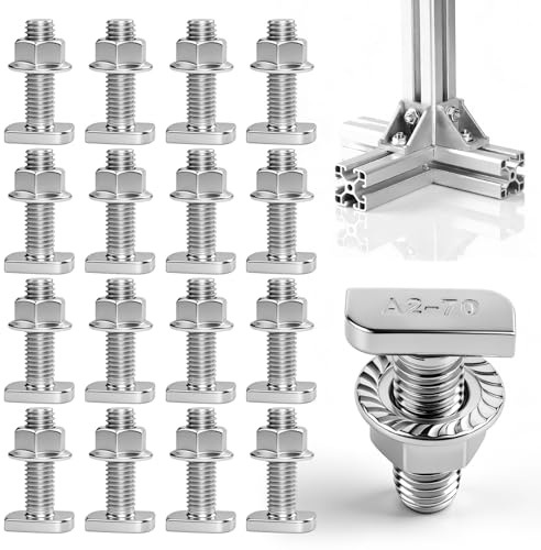 24 Piezas Tornillos en T de Cabeza de Martillo M8×30 y 24 Tuerca Cabeza Martillo A2-70 Inox Tornillos en T M8 para Rieles de Sistemas Fotovoltaicos Invernaderos y Fotovoltaicos Techos Rígidos
