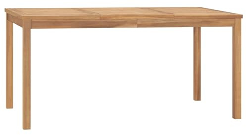 QZZCED Garten-Esstisch aus massivem Teakholz, 160 x 80 x 77 cm, robustes Outdoor-Möbel mit wasserabweisender Oberfläche und langlebiger Oberfläche, für Terrasse oder Terrasse