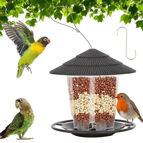 Vogelfutterstation Zum Aufhängen,820ML Faltbarer Vogelfutterspender zum Aufhängen,Kunststoff Futterhaus,Futterspender Wildlife Vögel Wetterfest, Vogelfutterspender für Balkon Outdoor Garten (Grau)