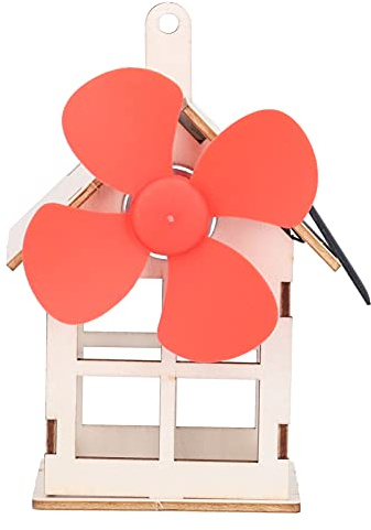 Xiuganpo Solar Powered Wooden Windmill House DIY Kids Science Toy for Children Above 7 Years Old Parent-child Interaction Wood Material