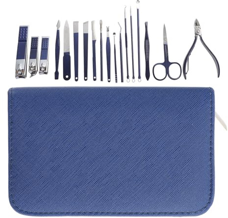 OKUMEYR Kit de Manicura Profesional en Acero Inoxidable Diseño Delicado, sin Rebabas y Bolsa Tamaño Palma para Viaje
