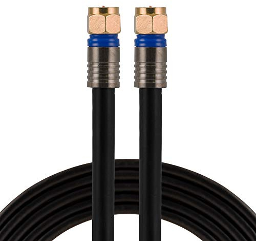 GE - Cavo coassiale RG6, 30,48 m, connettori tipo F, cavo coassiale quadruplo schermato, digitale a parete, ideale per antenna TV, DVR, VCR, Satellite, Box via cavo, Home Theater, Nero, 34842