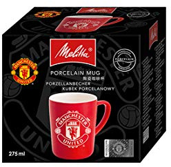Melitta Porcelain Red Mug with Manchester United Crest Logo in a Gift Box