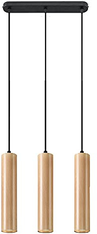Sollux Lighting Hängelampe Pendelleuchte Hängeleuchte Deckenlampe Holz 3 Flammig Naturholz LINO