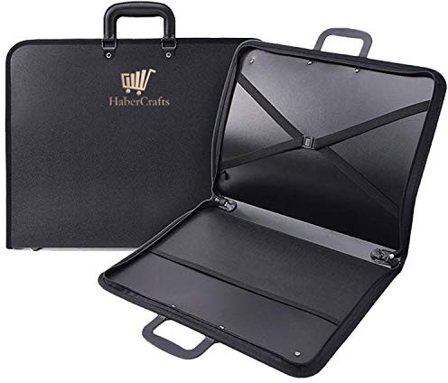 Habercrafts A2 Portfolio Case Art Folder Artist Presentation Carry Case Portfolio Carrying Strap Water Resistant Vinyl Storage Pocket Protection Zip Bag 45.5 x 62.5 x 3.8 Deep (A2 Art Portfolio)