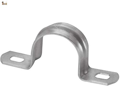 BricoLoco Abrazadera Grapa puente omega simple 2 pies para cable, tubo, manguera. Sujeción rápida y sencilla. Metálica con perforación para la fijación con tornillos. (25, D-10)