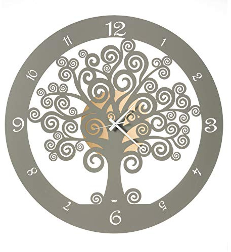Arti & Mestieri Big Albero della Vita - Orologio da Parete di Design 100% Made in Italy - in Ferro, Diametro 70 cm - Oro e Fango