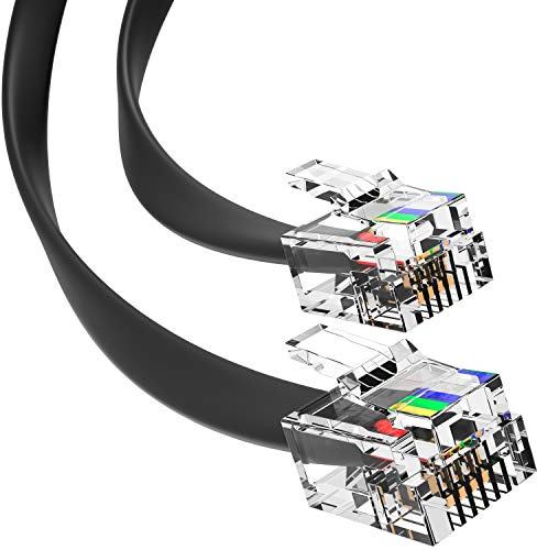 G-PLUG Telephone Extension Cable 2m – RJ11 to RJ11 Phone Lead for Landline & ADSL Broadband Router, 4-Pin Straight-Through (Black)