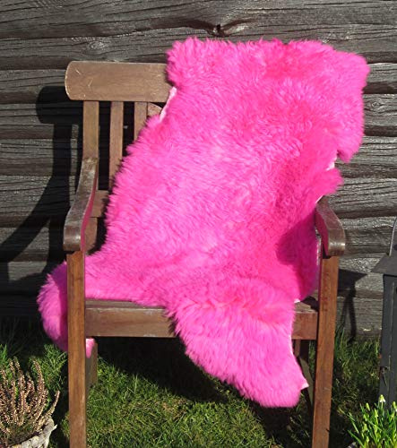 Felltrade Merino Schaffell Lammfell Fell echt gefärbt groß, pink, ökologische Gerbung (120-130 cm)
