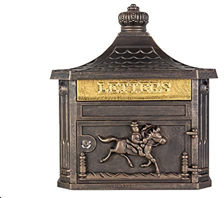 FYZS Buzón antirrobo Retro Americano Pastoral Montado Montado Buzón Moda Bucket Cajas de periódicos Caja de Correo Carta de Metal Posterilla Post Buzón Decoración de jardín Buzón 41x14.5x46.5cm