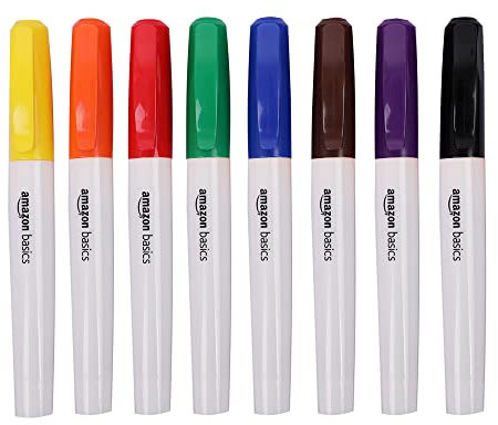 Amazon Basics Permanentmarker mit Pinselspitze, 8er-Pack, Mehrfarbig