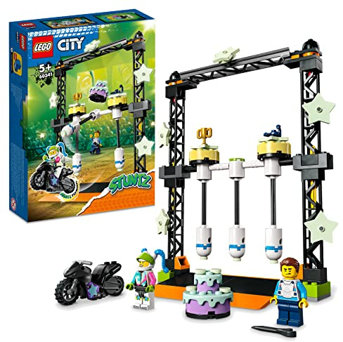 LEGO 60341 City Stuntz Stuntutmaning med knuff Leksaksmotorcykel för Dina Egna TV-stunts, Byggset med Minifigur och Självgående Motorcykel, Barn från 5 år