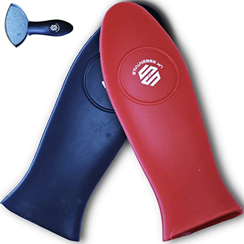 S&S UKessentials Classic Hot Handle Holders - Heat Resistant Pan Handle Covers, Non-Slip (Red & Black, 2 Pcs)