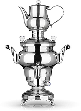 BEEM Odessa + Samovar - Bouilloire turque électrique - 3 l - En acier inoxydable - 1800 W - Avec passoire - Bouilloire de 3 l - Distributeur avec commande à une main