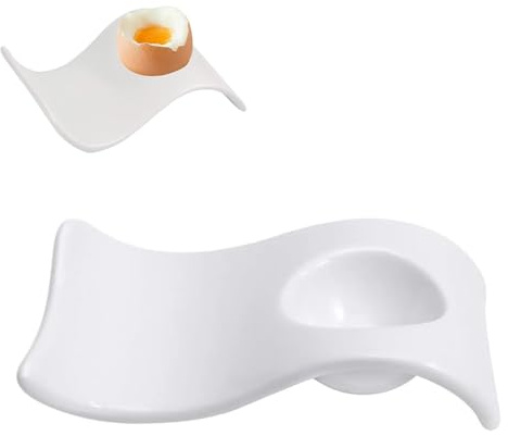 Norhogo 1 huevera de porcelana, soporte para huevos de cerámica, soporte para huevos de porcelana blanca, soporte para huevos, desayuno, taza de regalo para niños, decoración de mesa, color blanco