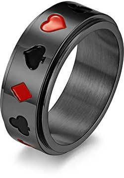 Anxiety Ring Black, Eheringe mit Gravur Anti Stress Kartenspielen 67 (21.3) Schmuck Spinner Geschenk