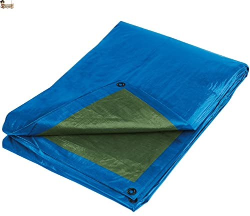 BricoLoco.com Toldo Lona Impermeable Multiuso Exterior. 3x5 MTS. ¡¡Reforzado!! Cubretodo cobertor leña, Remolque, Piscina, Mueble jardín. (80 grs. Azul/Verde, 3x5 MTS.)